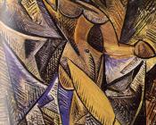 有装饰布背景的裸女 - 巴勃罗·毕加索